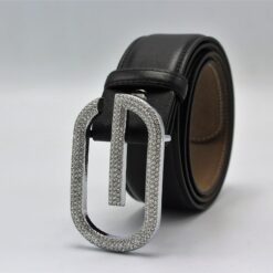 Gucci G Diamond Silver Buckle Leather Belt 40mm
