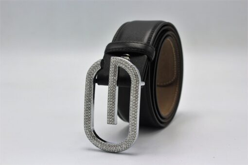 Gucci G Diamond Silver Buckle Leather Belt 40mm