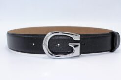 Gucci G Silver Buckle Leather Belt 40mm
