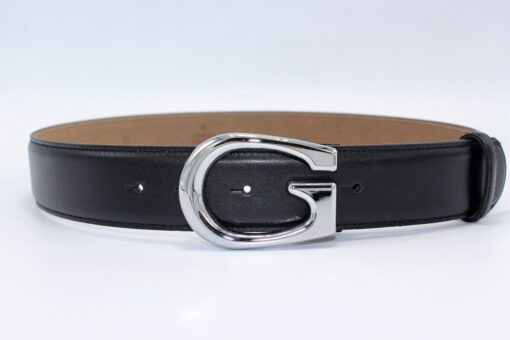 Gucci G Silver Buckle Leather Belt 40mm