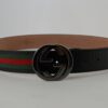 Gucci Red Green Stripe Belt with Chromium Buckle