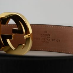 Gucci Red Green Stripe Belt with Gold Buckle