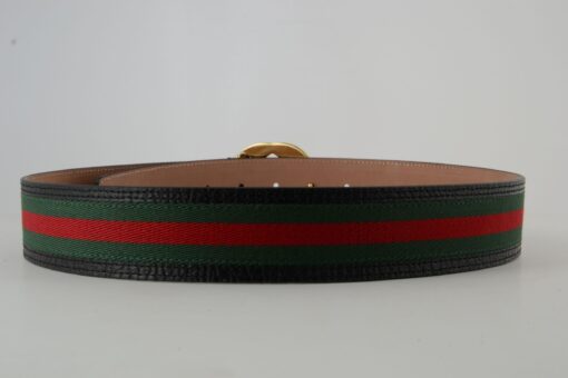 Gucci Red Green Stripe Belt with Gold Buckle