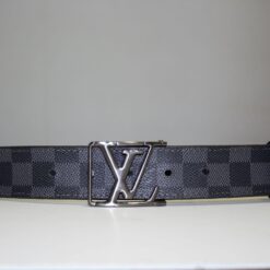 Grey & Black Damier Reversible Leather Belt - Brands Gateway