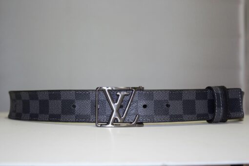 Grey & Black Damier Reversible Leather Belt - Brands Gateway
