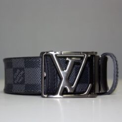 Grey & Black Damier Reversible Leather Belt - Brands Gateway