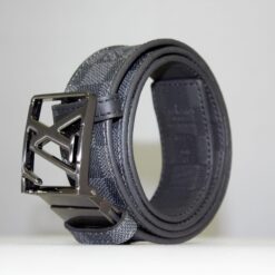 Grey & Black Damier Reversible Leather Belt - Brands Gateway