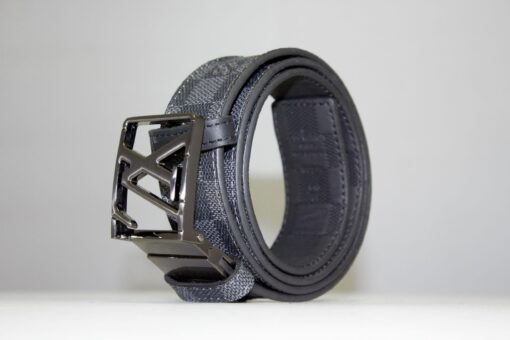 Grey & Black Damier Reversible Leather Belt - Brands Gateway