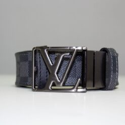 Grey & Black Damier Reversible Leather Belt - Brands Gateway