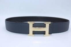 H Buckle Belt Reversible Dark Blue&Black Belt - Brands Gateway