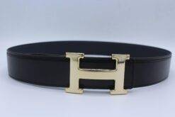 H Buckle Belt Reversible Dark Blue&Black Belt - Brands Gateway