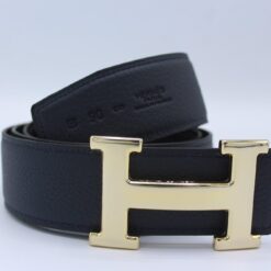 H Buckle Belt Reversible Dark Blue&Black Belt - Brands Gateway
