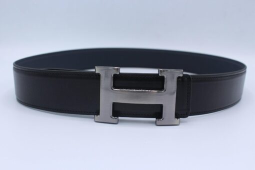 H Buckle Belt Reversible Dark Blue&Black Belt - Brands Gateway