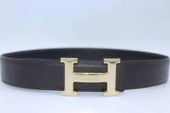 H Buckle Belt Reversible Dark Brown&Black - Brands Gateway