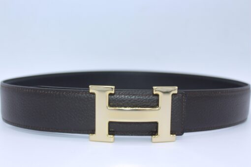 H Buckle Belt Reversible Dark Brown&Black - Brands Gateway