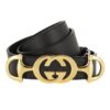 Interlock Buckle Black Leather Belt - Brands Gateway