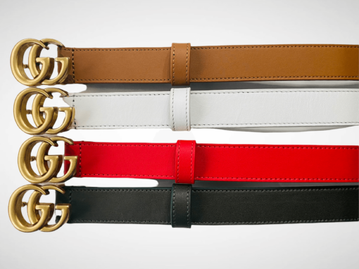 Gucci Leather Belt Gold Buckle 25 mm