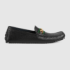 Gucci Men's Driver with Web Shoes in black calf leather with rubber sole