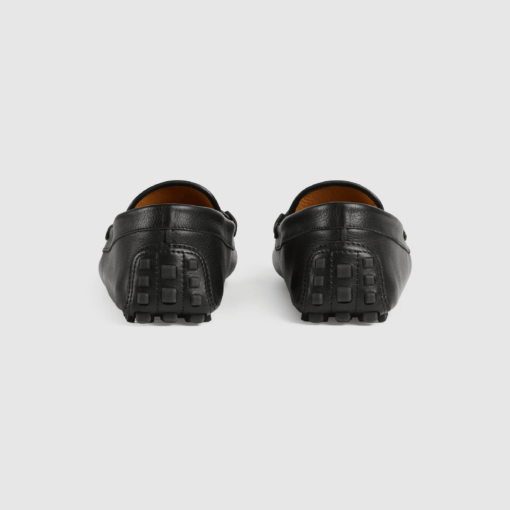 Gucci Men's Driver with Web Shoes in black calf leather with rubber sole