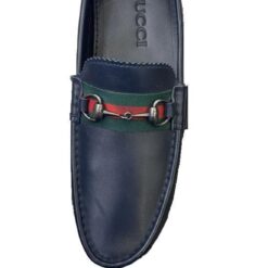 Men's Gucci Shoes with Web Blue in calf leather