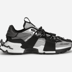 Mixed-materials Space Sneakers with calfskin and technical fabric details