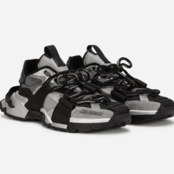 Mixed-materials Space Sneakers with calfskin and technical fabric details