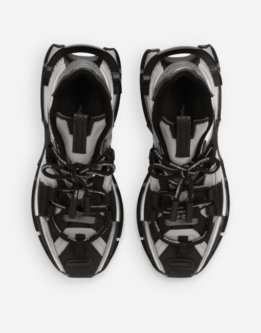Mixed-materials Space Sneakers with calfskin and technical fabric details