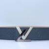 New Buckle Dark Blue Leather Belt - Brands Gateway