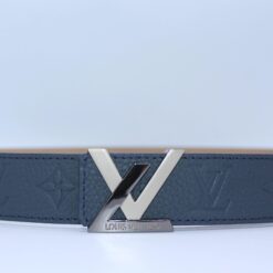 New Buckle Dark Blue Leather Belt - Brands Gateway