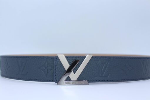 New Buckle Dark Blue Leather Belt - Brands Gateway