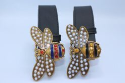 Perfect Bee Figured Black Leather Belt - Brands Gateway