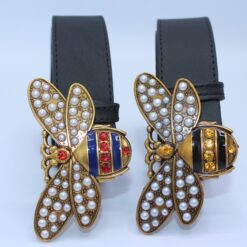 Perfect Bee Figured Black Leather Belt - Brands Gateway