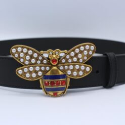 Perfect Bee Figured Black Leather Belt - Brands Gateway