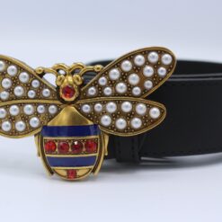 Perfect Bee Figured Black Leather Belt - Brands Gateway