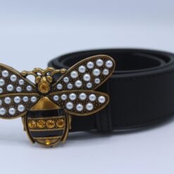 Perfect Bee Figured Black Leather Belt - Brands Gateway