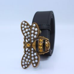 Perfect Bee Figured Black Leather Belt - Brands Gateway