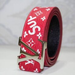Red Monogram Leather Belt - Brands Gateway