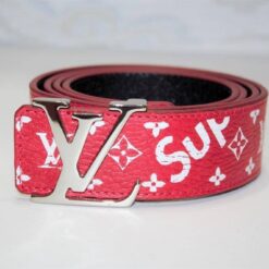 Red Monogram Leather Belt - Brands Gateway