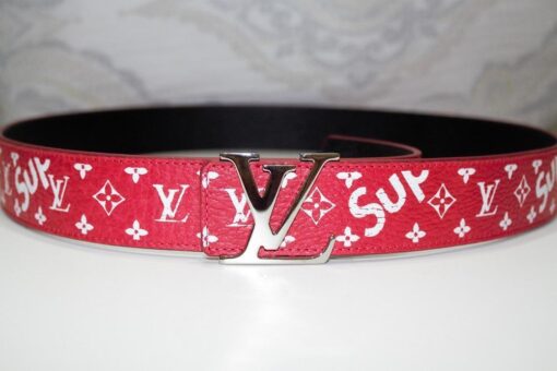Red Monogram Leather Belt - Brands Gateway