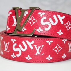 Red Monogram Leather Belt - Brands Gateway