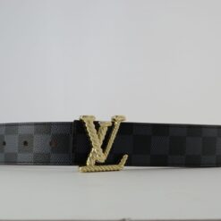 Reversible Brown & Grey Damier New Buckle Leather Belt - Brands Gateway