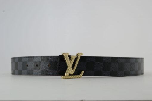Reversible Brown & Grey Damier New Buckle Leather Belt - Brands Gateway