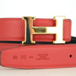 Reversible H Leather Belt Double Color Black & Red - Brands Gateway