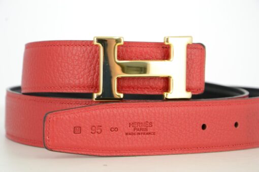 Reversible H Leather Belt Double Color Black & Red - Brands Gateway