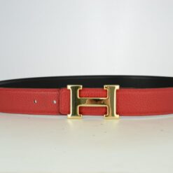 Reversible H Leather Belt Double Color Black & Red - Brands Gateway
