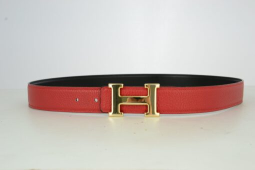 Reversible H Leather Belt Double Color Black & Red - Brands Gateway