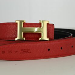 Reversible H Leather Belt Double Color Black & Red - Brands Gateway