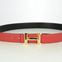 Reversible H Leather Belt Double Color Black & Red - Brands Gateway