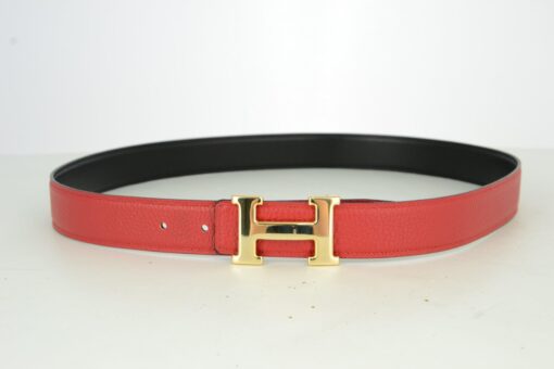 Reversible H Leather Belt Double Color Black & Red - Brands Gateway