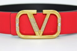 REVERSIBLE V DIAMOND LOGO SIGNATURE BELT IN GLOSSY CALFSKIN 40 MM - Brands Gateway